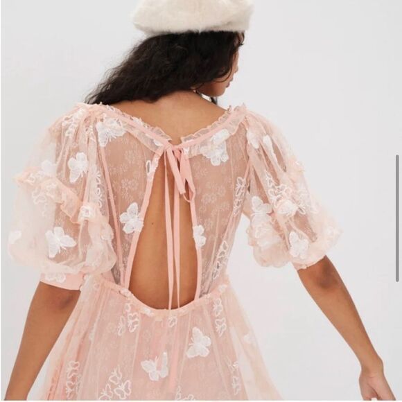For Love And Lemons Shari Lace Mini Pale Pink Size Small NWT - Picture 3 of 14